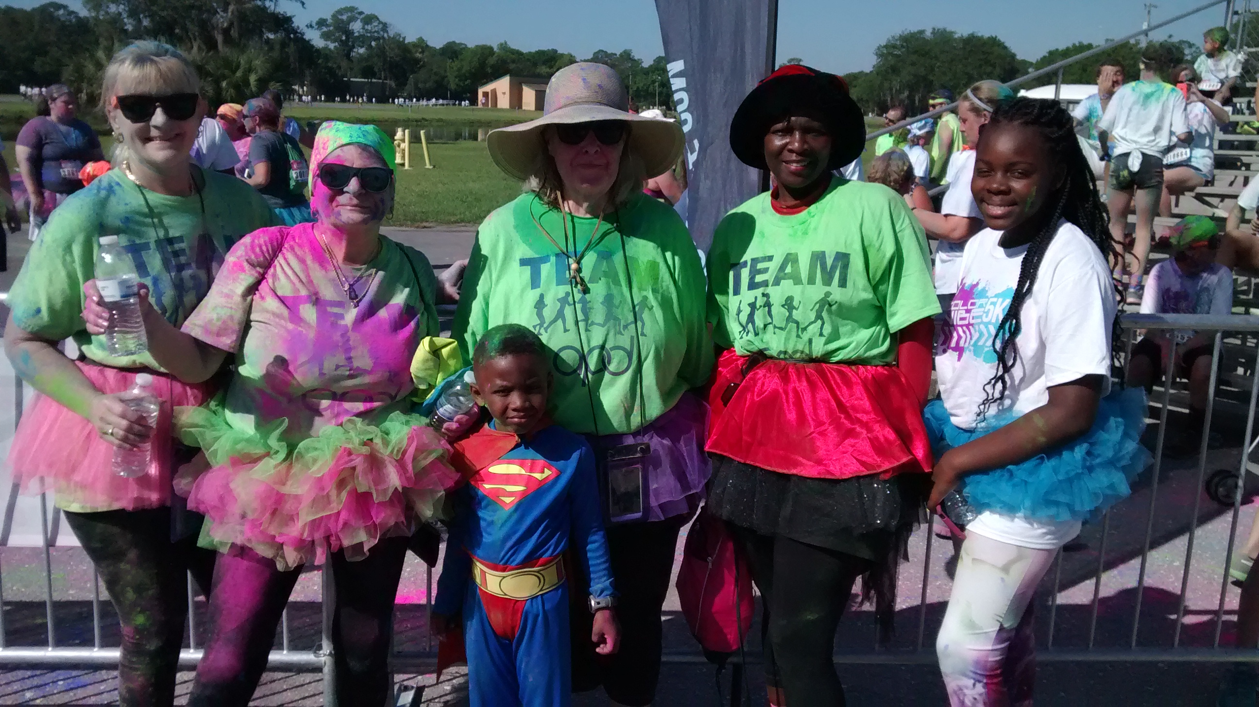 April, Joan, Beverly, Fay, Diamonique, and Dominic at 
the Color Vibe 5K.